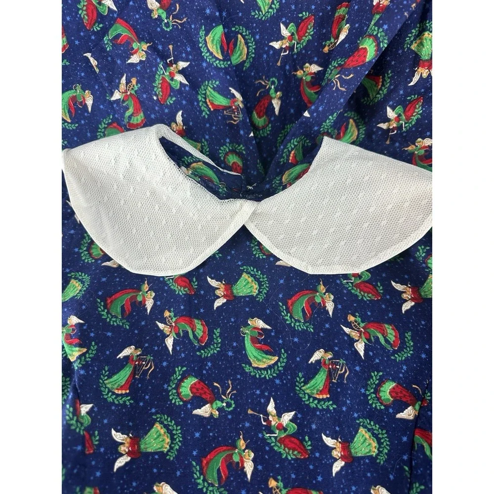 Vintage Handmade Girls Christmas Angel Dress Peter Pan Collar Lace Trim Size 8